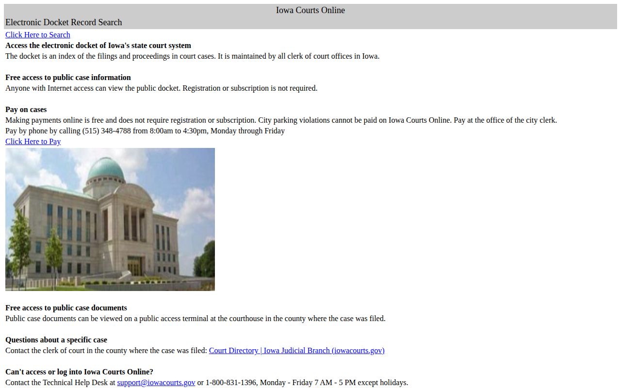 Iowa Courts Online docket search